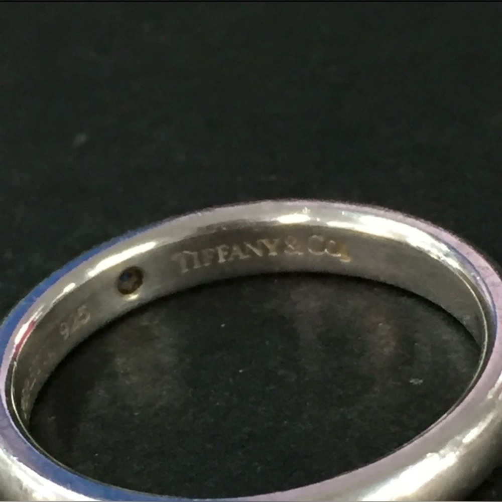 TIFFANY&CO. Silver 925 Elsa Peretti Sapphire Band Ring ISO sz:48 - Picture 8 of 8